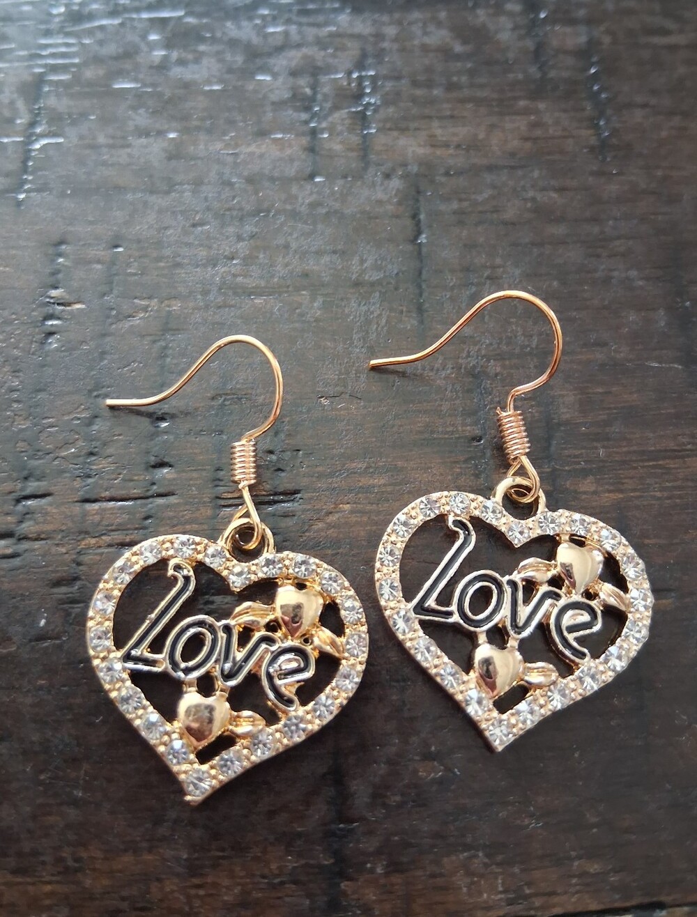 Gold Heart 'Love' Earrings